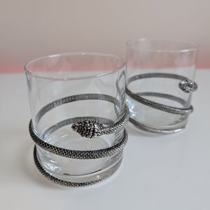 Silver Snake Design Glass Set